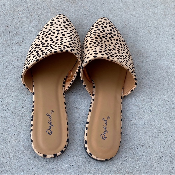 New! Tan Black Leopard Animal Print Flats Mules - Picture 8 of 9